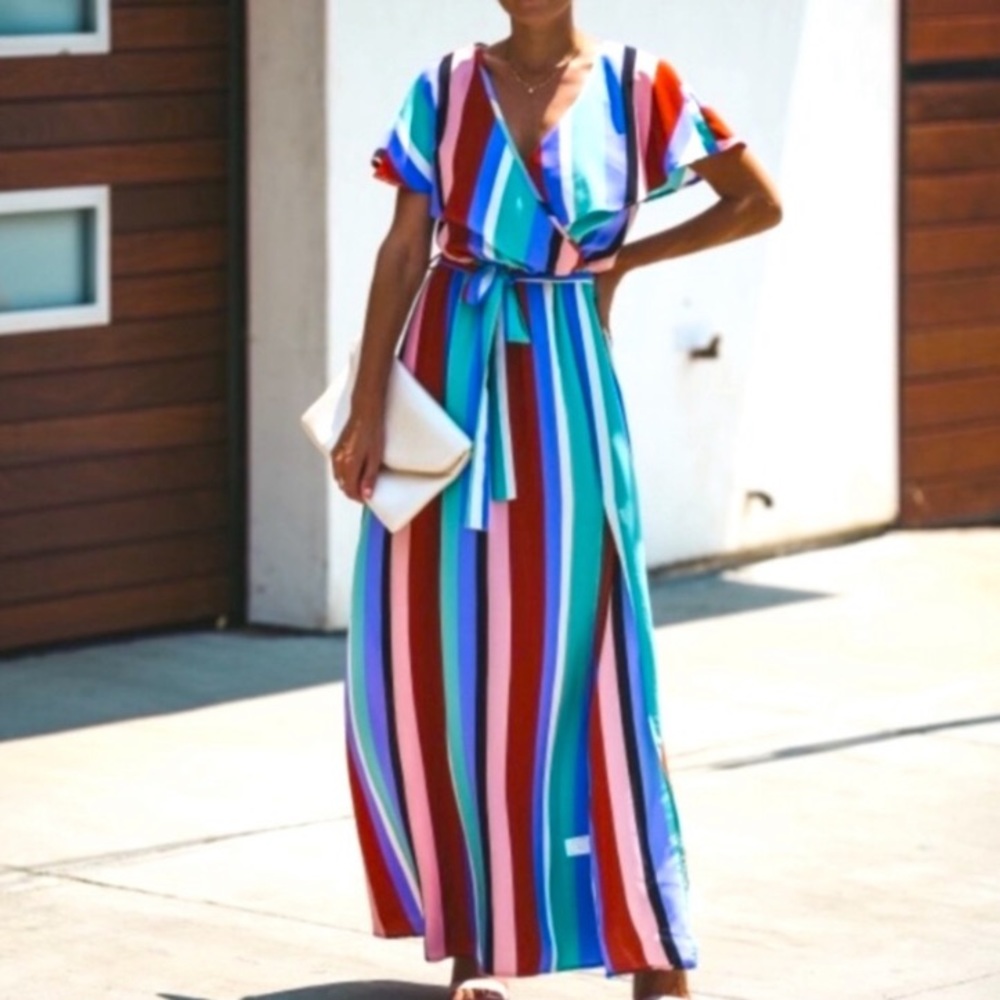 Vici live graciously striped maxi dress size medium